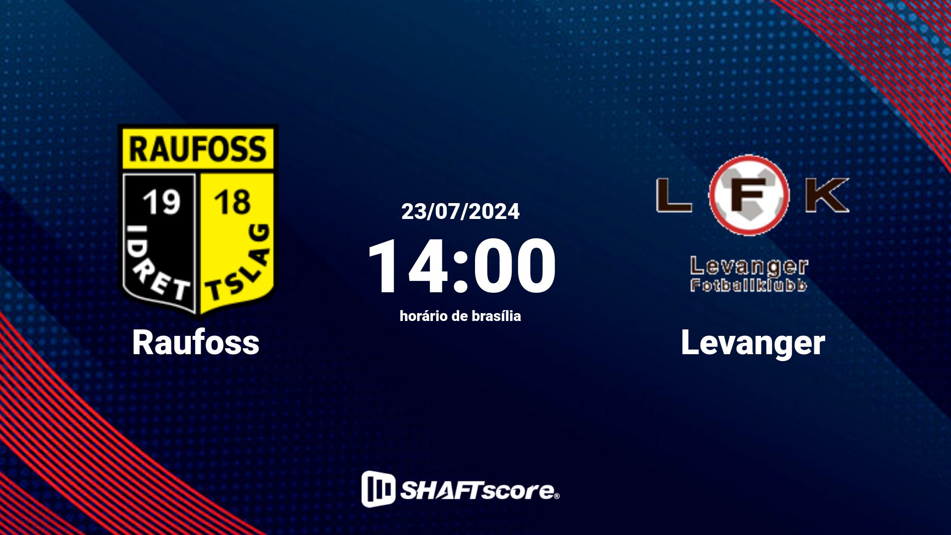Estatísticas do jogo Raufoss vs Levanger 23.07 14:00