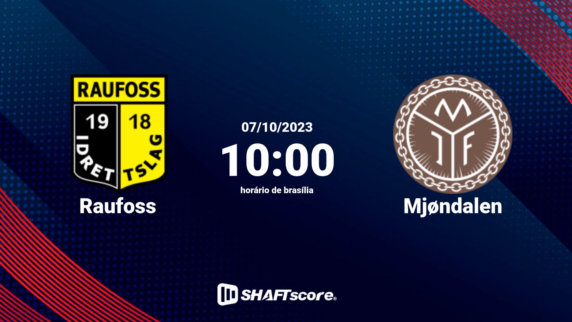 Estatísticas do jogo Raufoss vs Mjøndalen 07.10 10:00