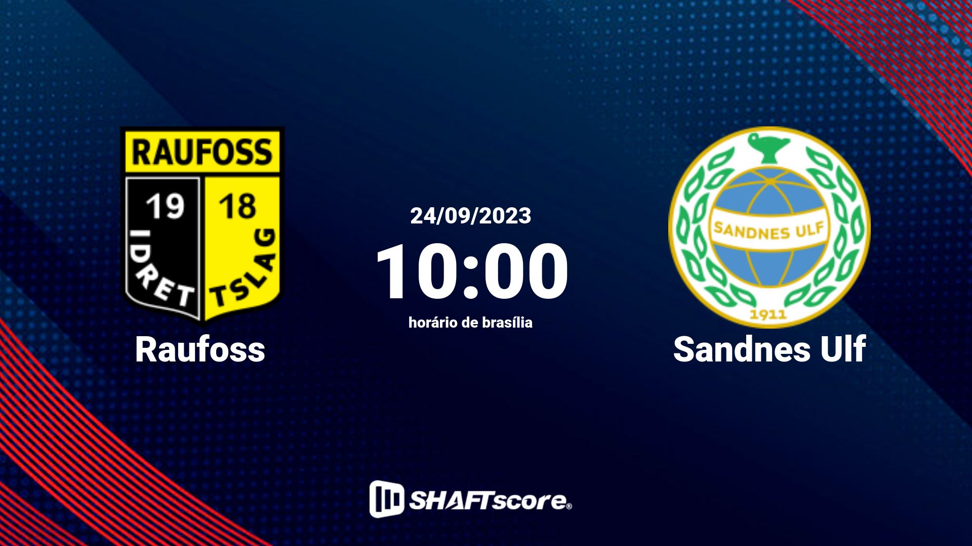 Estatísticas do jogo Raufoss vs Sandnes Ulf 24.09 10:00