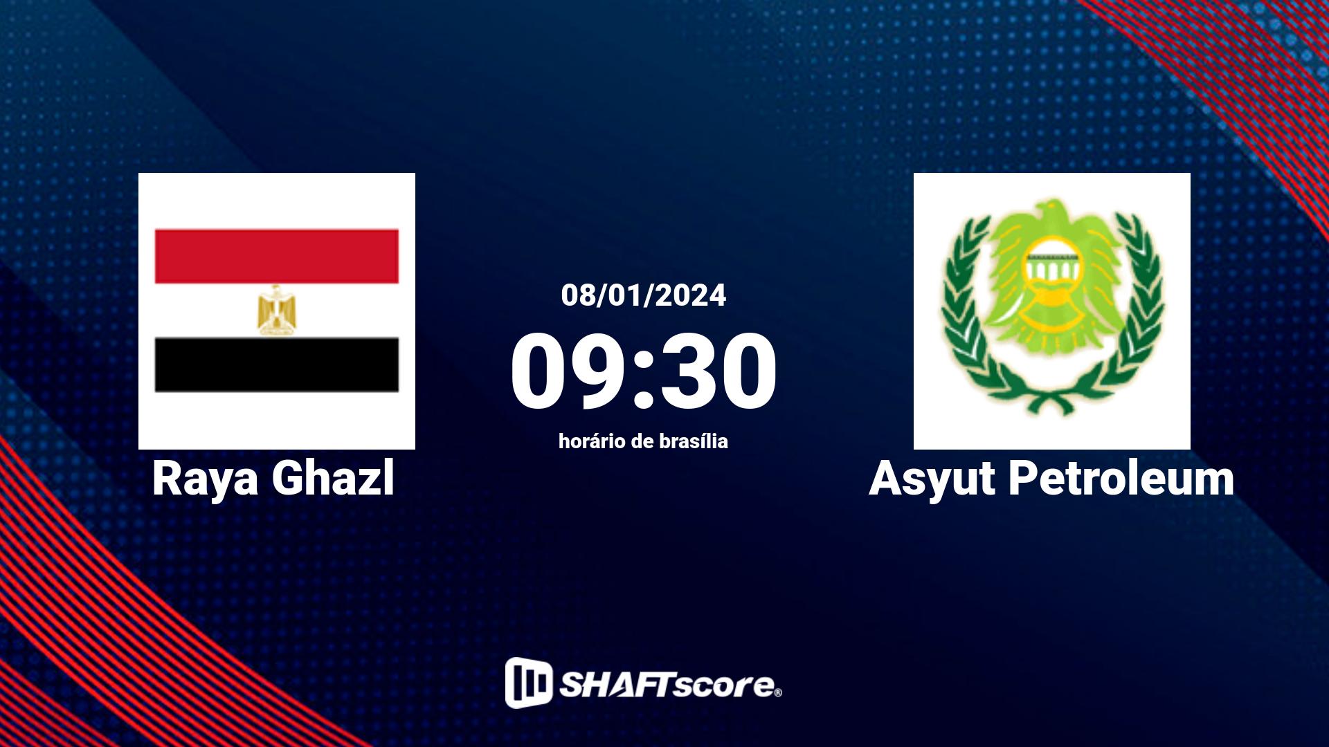 Estatísticas do jogo Raya Ghazl vs Asyut Petroleum 08.01 09:30