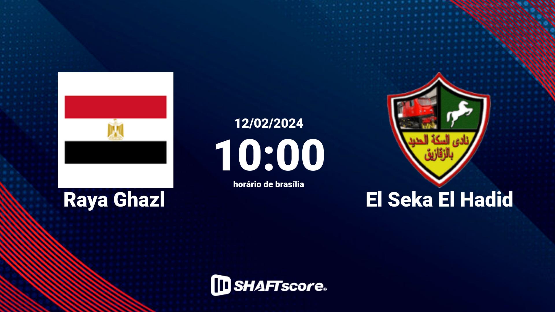 Estatísticas do jogo Raya Ghazl vs El Seka El Hadid 12.02 10:00