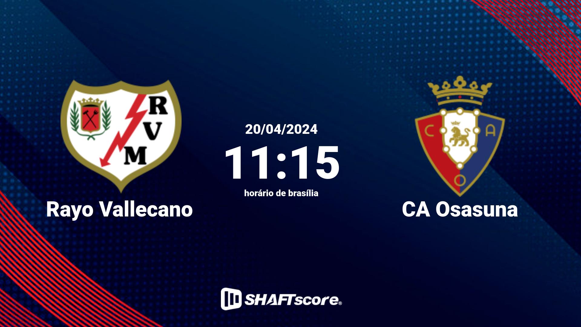 Estatísticas do jogo Rayo Vallecano vs CA Osasuna 20.04 11:15