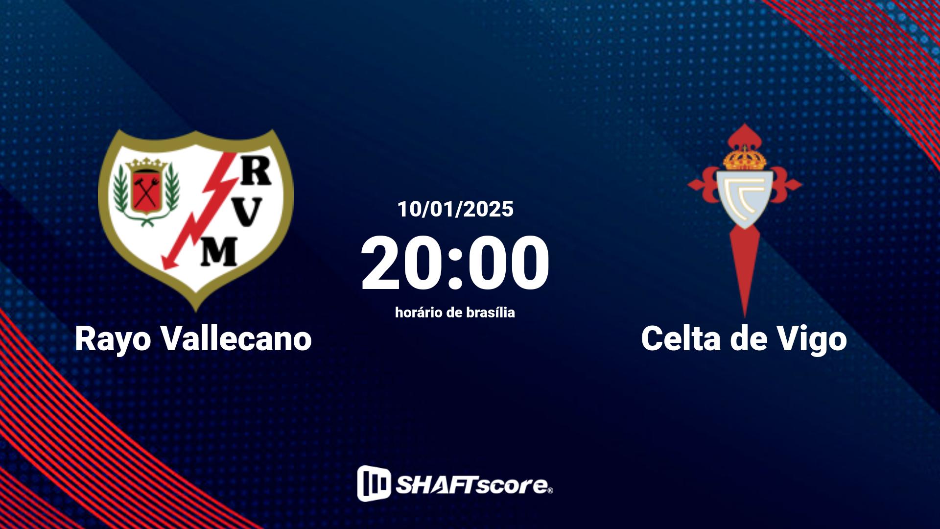 Estatísticas do jogo Rayo Vallecano vs Celta de Vigo 10.01 20:00