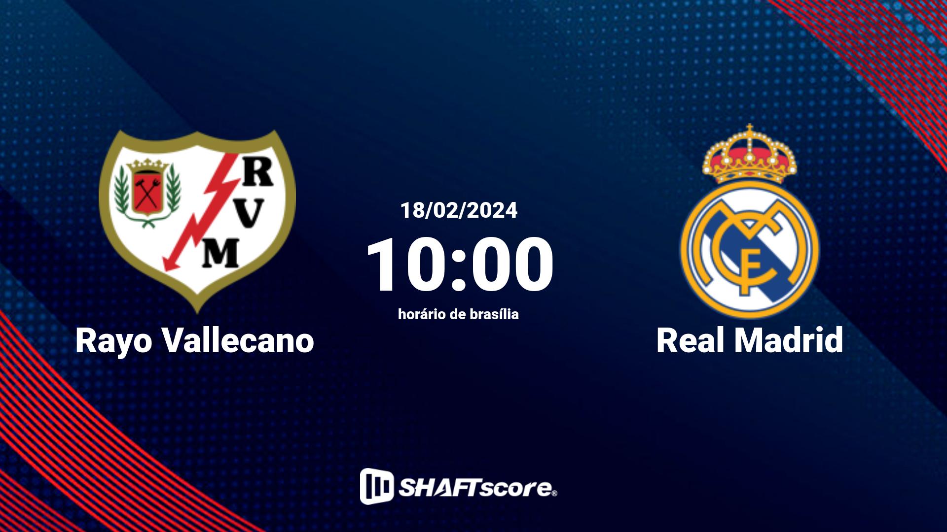 Estatísticas do jogo Rayo Vallecano vs Real Madrid 18.02 10:00