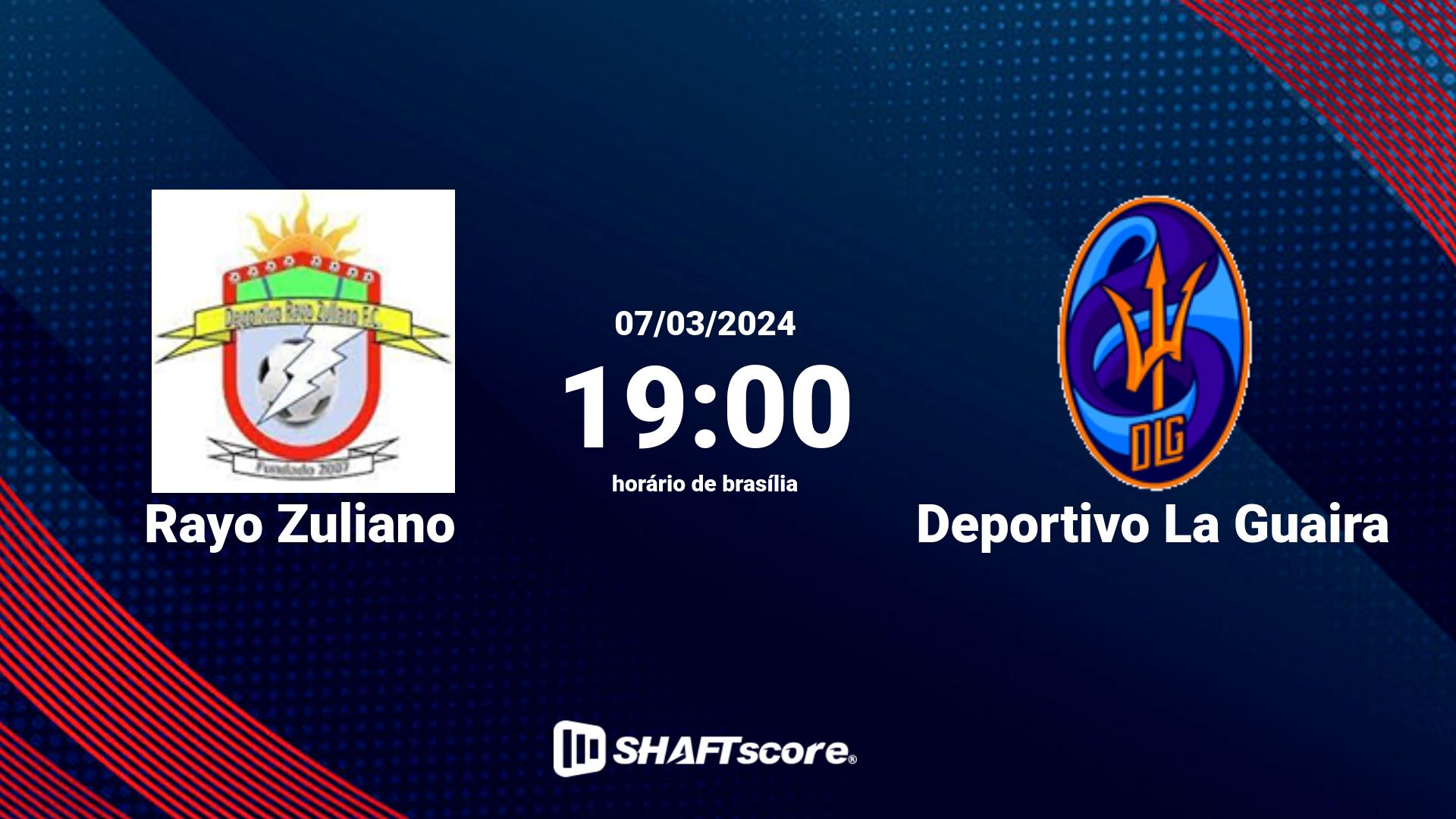 Estatísticas do jogo Rayo Zuliano vs Deportivo La Guaira 07.03 19:00