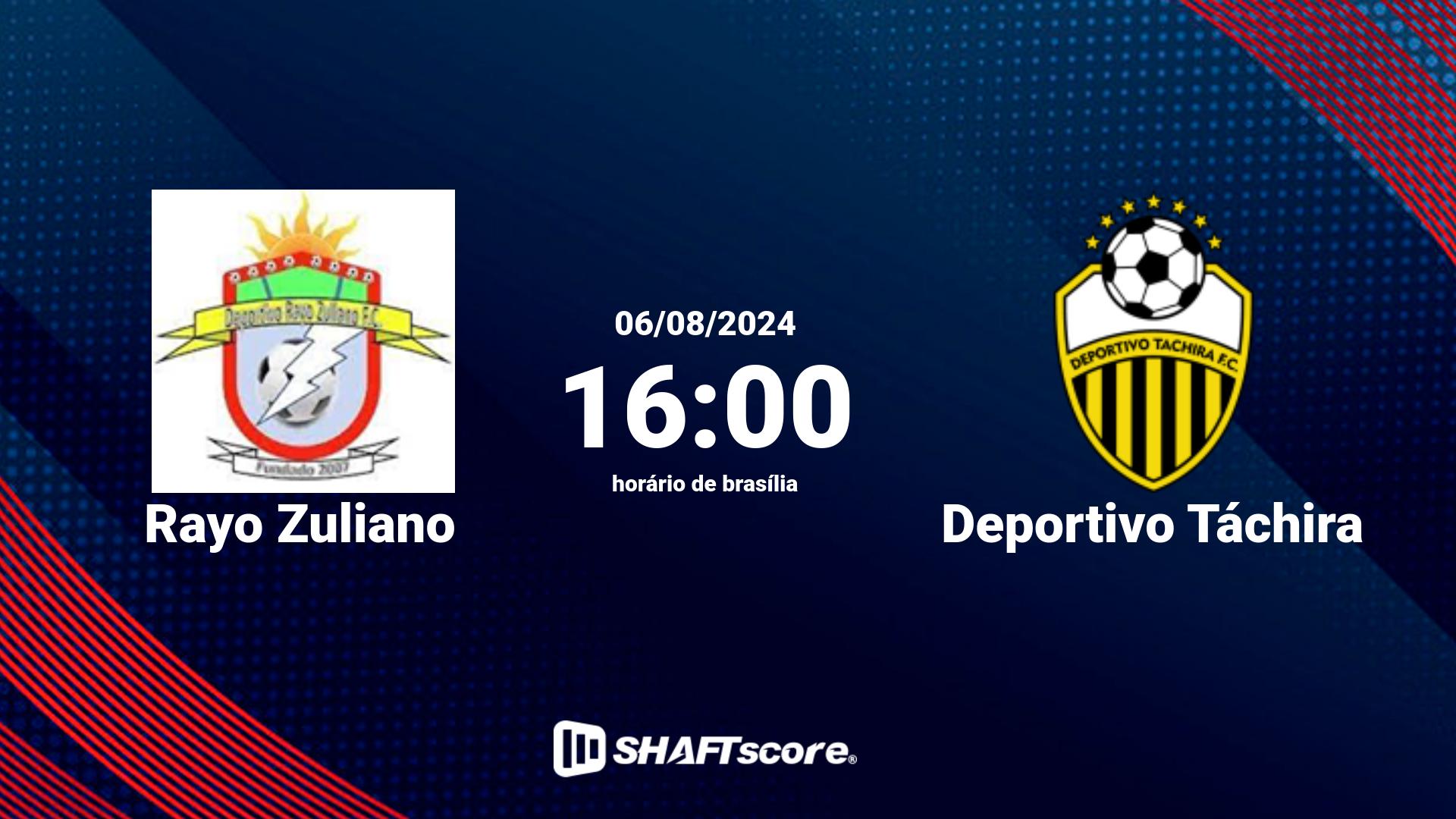 Estatísticas do jogo Rayo Zuliano vs Deportivo Táchira 06.08 16:00