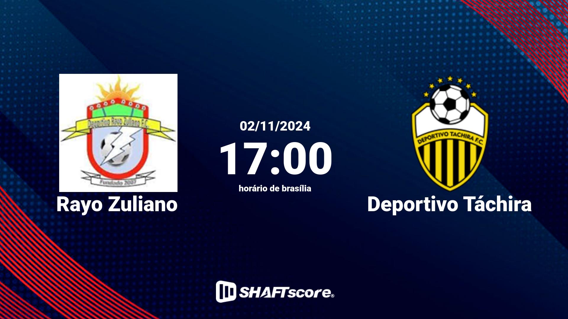 Estatísticas do jogo Rayo Zuliano vs Deportivo Táchira 02.11 17:00