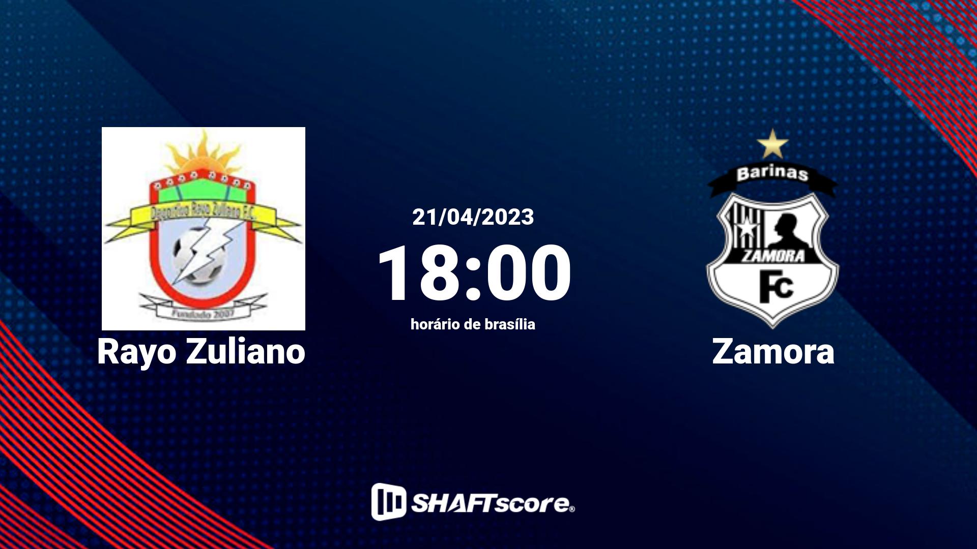 Estatísticas do jogo Rayo Zuliano vs Zamora 21.04 18:00