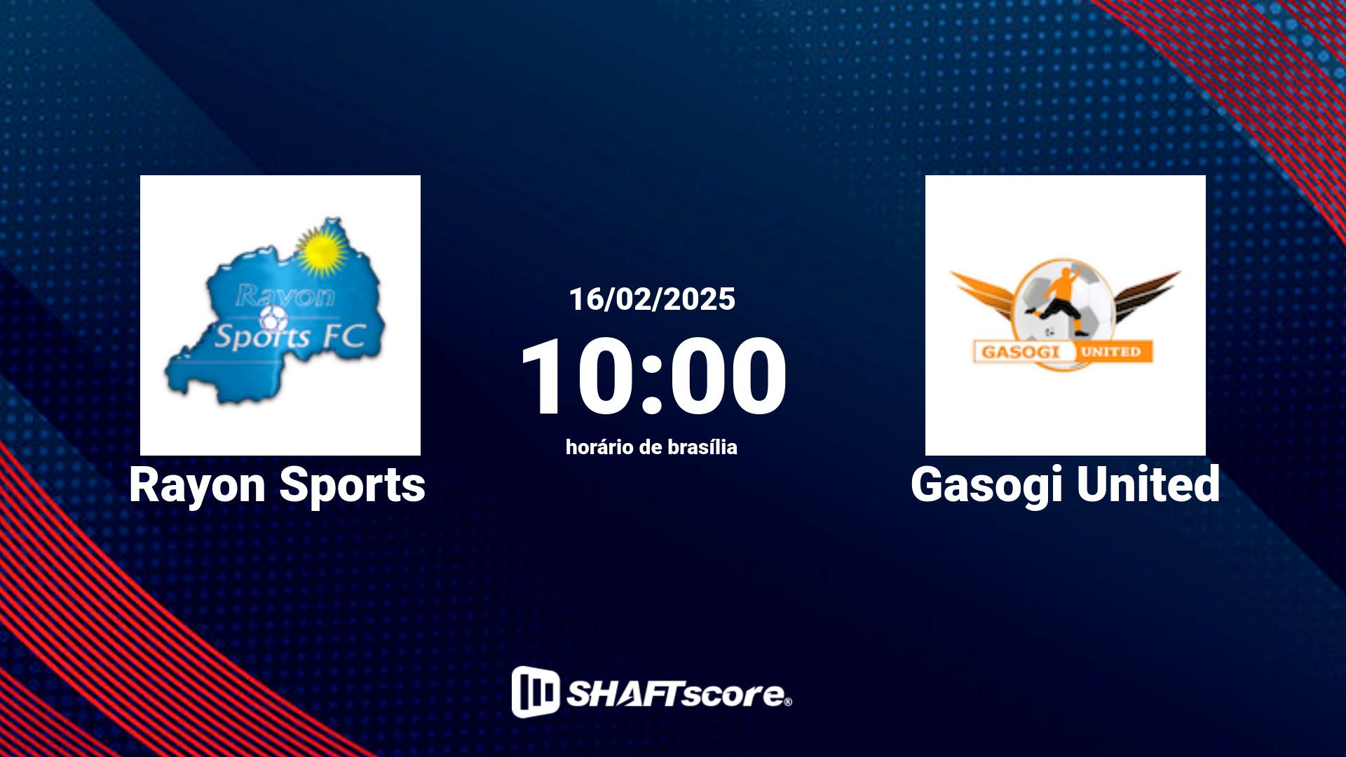 Estatísticas do jogo Rayon Sports vs Gasogi United 16.02 10:00