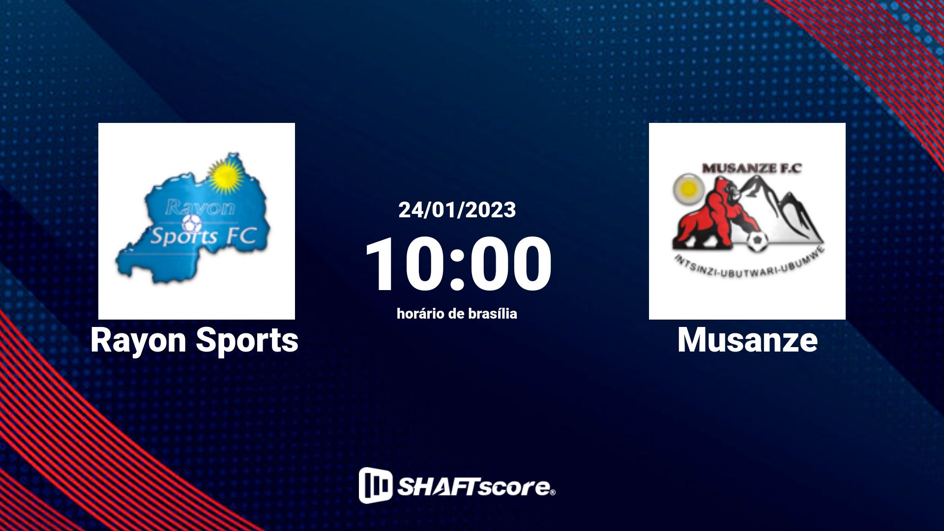 Estatísticas do jogo Rayon Sports vs Musanze 24.01 10:00