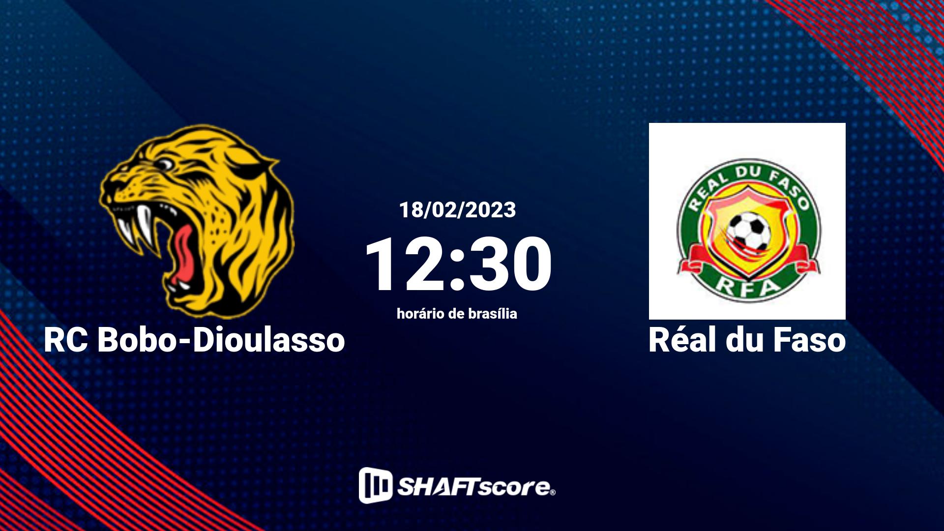 Estatísticas do jogo RC Bobo-Dioulasso vs Réal du Faso 18.02 12:30