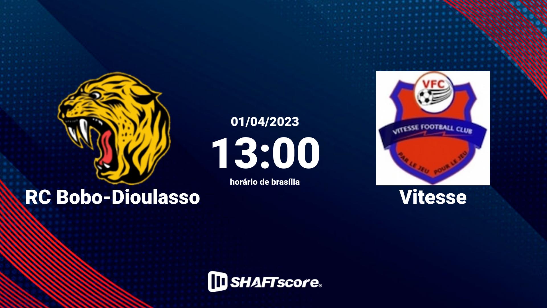 Estatísticas do jogo RC Bobo-Dioulasso vs Vitesse 01.04 13:00