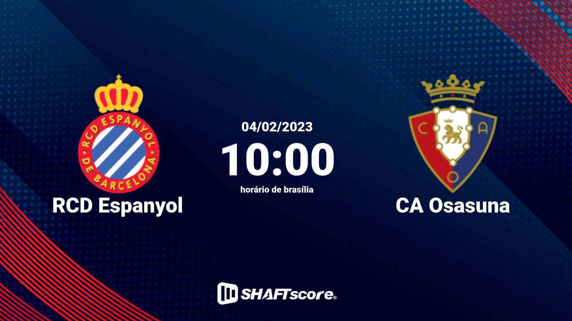 Estatísticas do jogo RCD Espanyol vs CA Osasuna 04.02 10:00