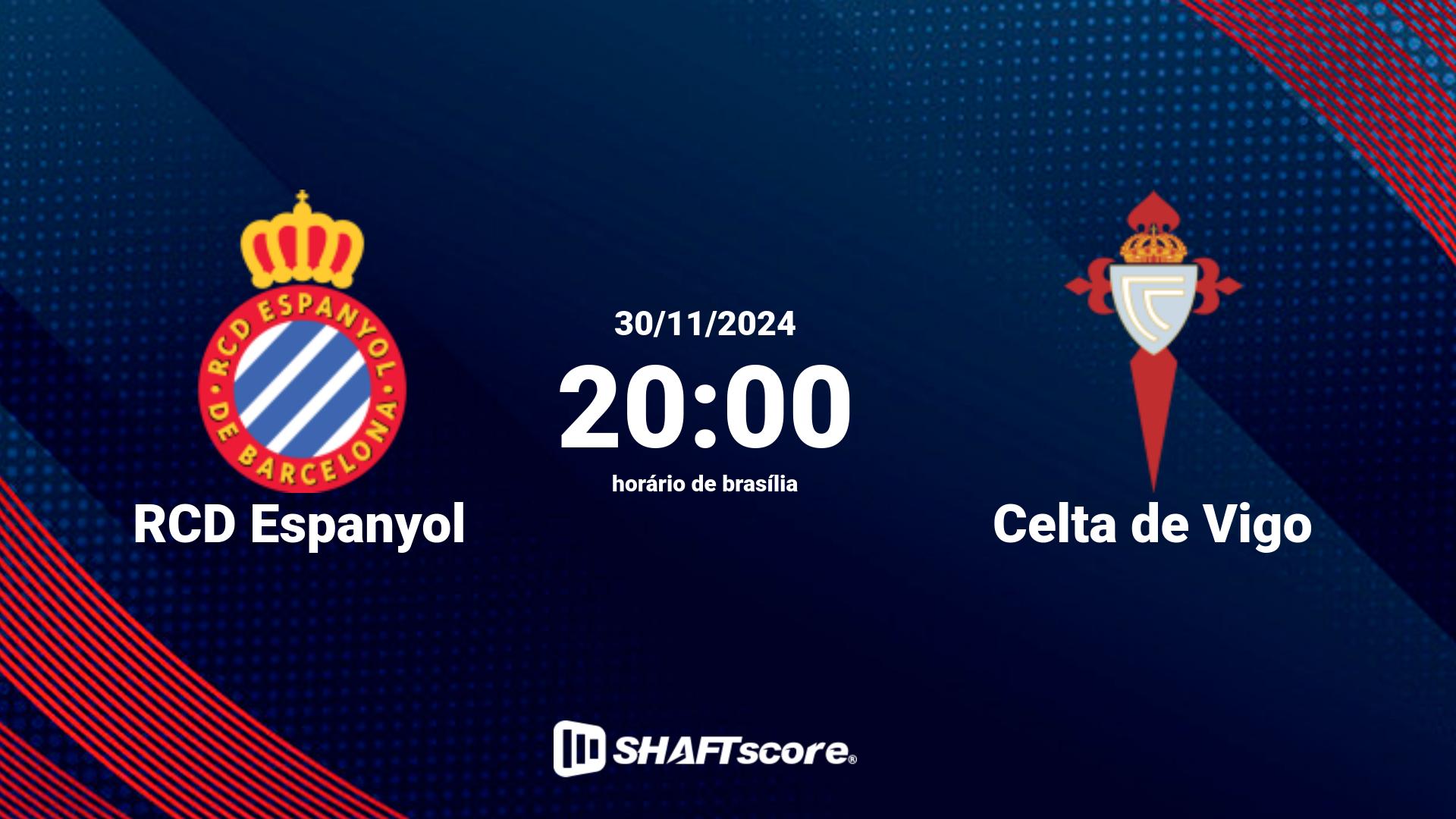 Estatísticas do jogo RCD Espanyol vs Celta de Vigo 30.11 20:00