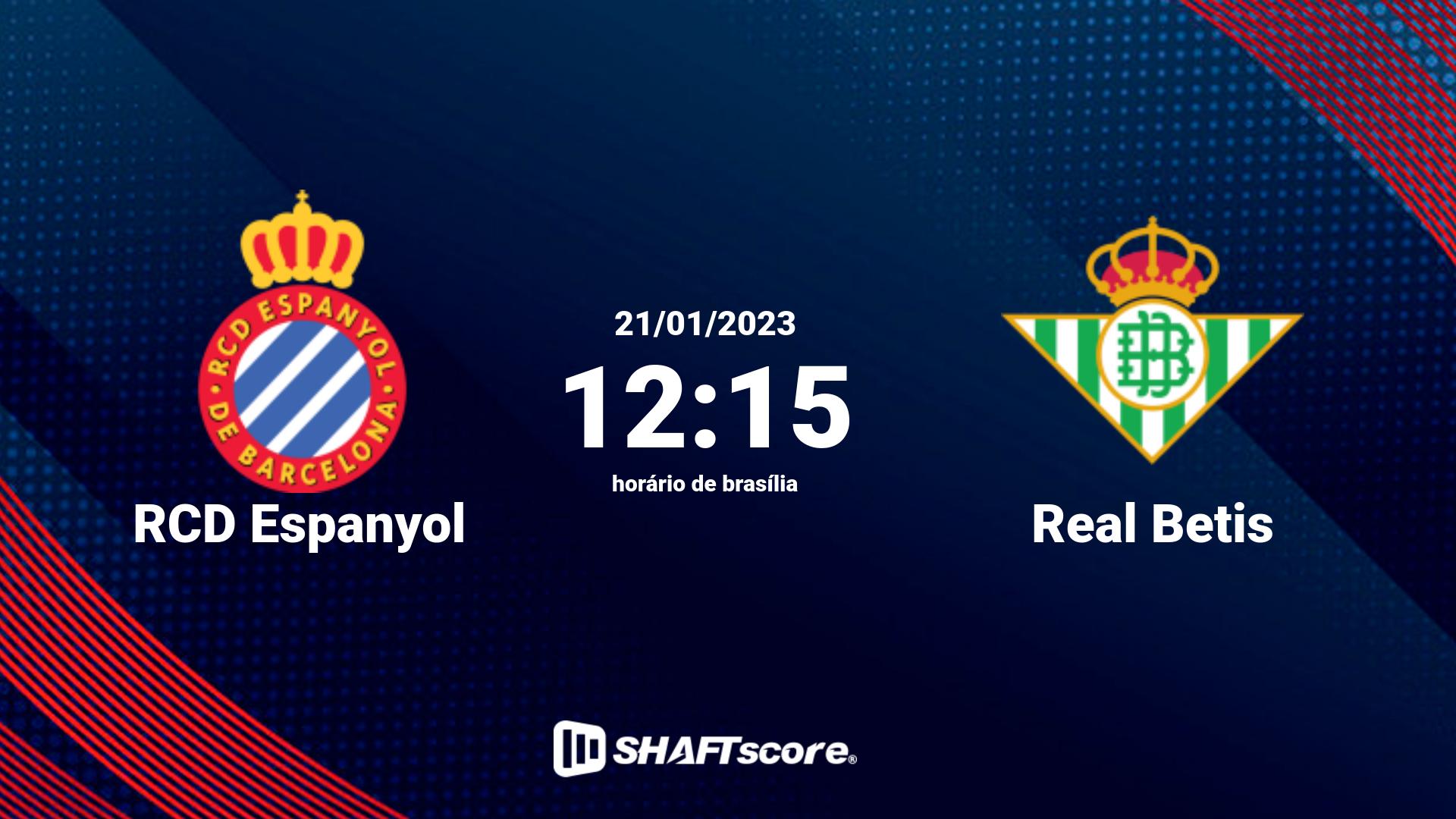 Estatísticas do jogo RCD Espanyol vs Real Betis 21.01 12:15