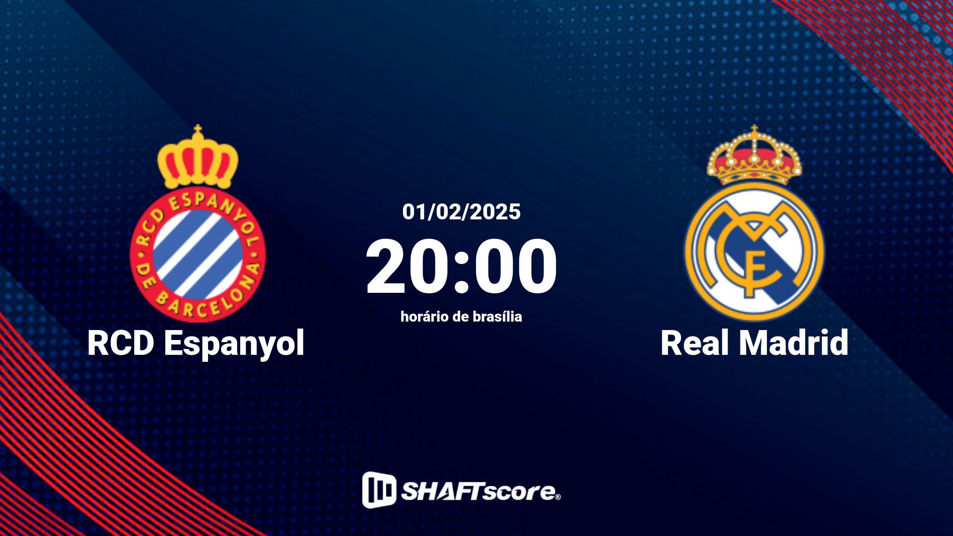 Estatísticas do jogo RCD Espanyol vs Real Madrid 01.02 20:00