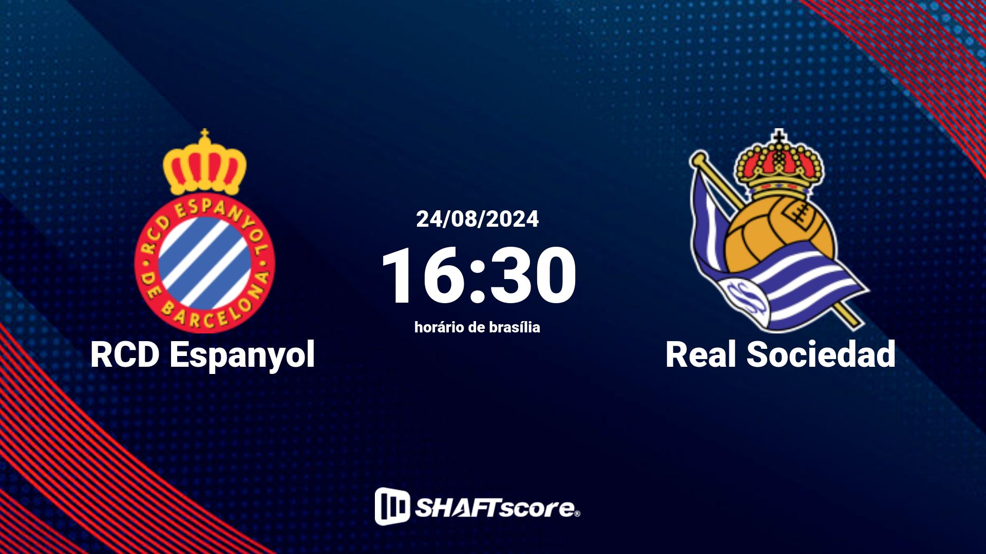 Estatísticas do jogo RCD Espanyol vs Real Sociedad 24.08 16:30