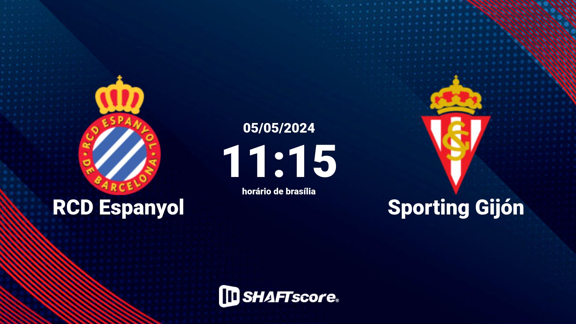 Estatísticas do jogo RCD Espanyol vs Sporting Gijón 05.05 11:15