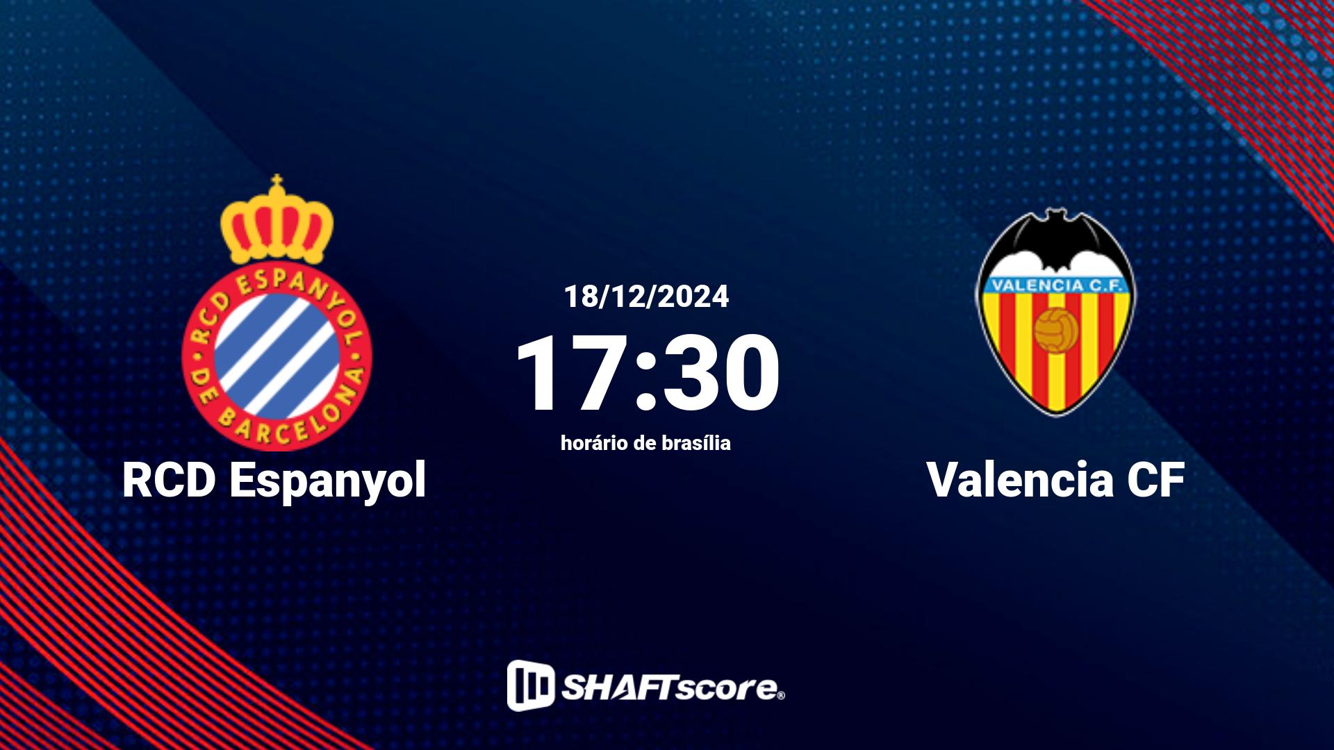 Estatísticas do jogo RCD Espanyol vs Valencia CF 18.12 17:30