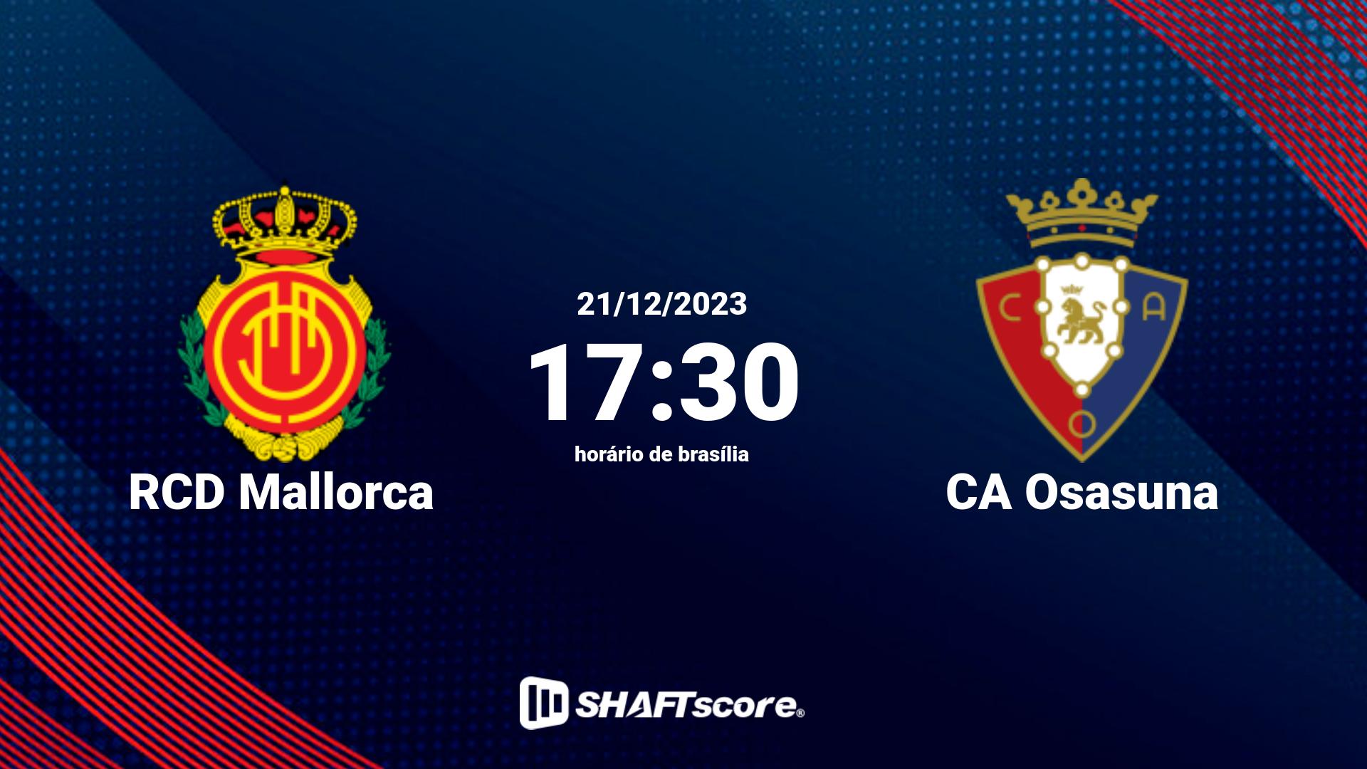 Estatísticas do jogo RCD Mallorca vs CA Osasuna 21.12 17:30