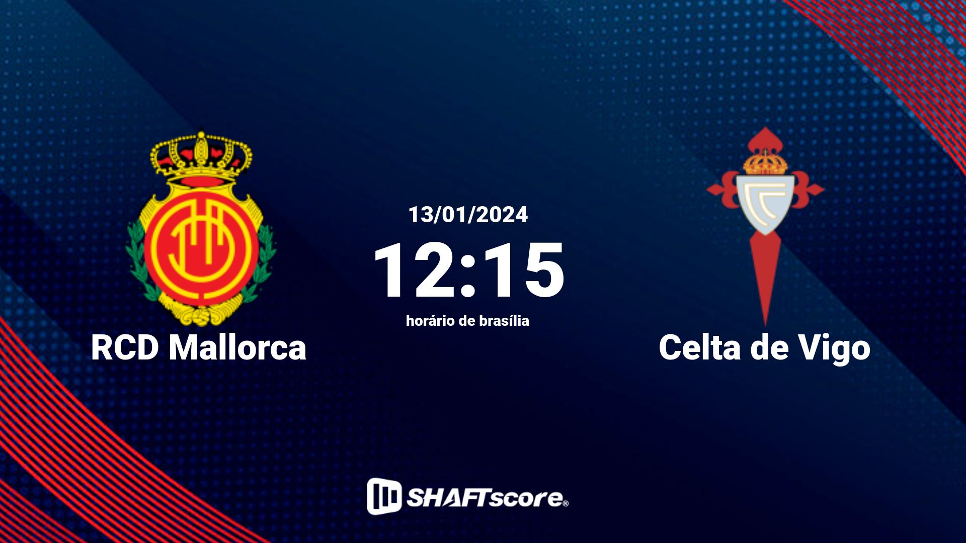 Estatísticas do jogo RCD Mallorca vs Celta de Vigo 13.01 12:15