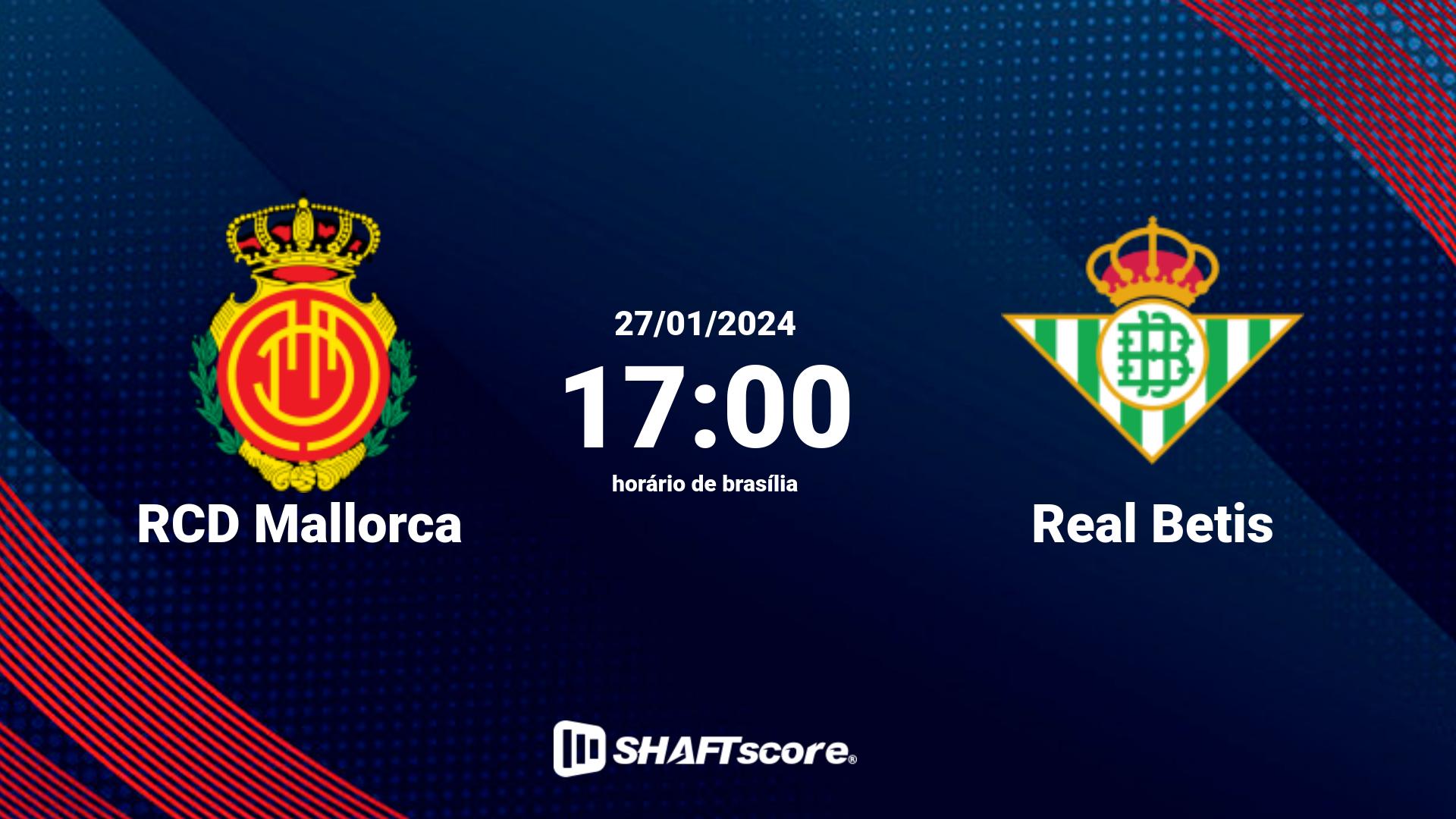 Estatísticas do jogo RCD Mallorca vs Real Betis 27.01 17:00