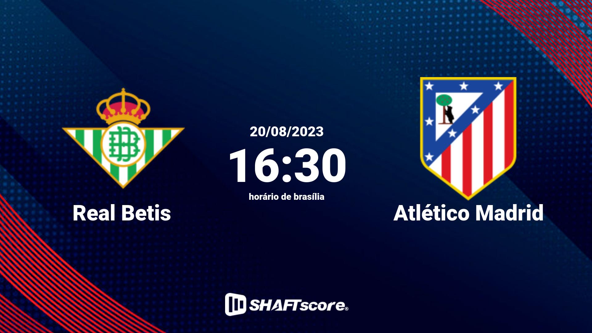 Estatísticas do jogo Real Betis vs Atlético Madrid 20.08 16:30