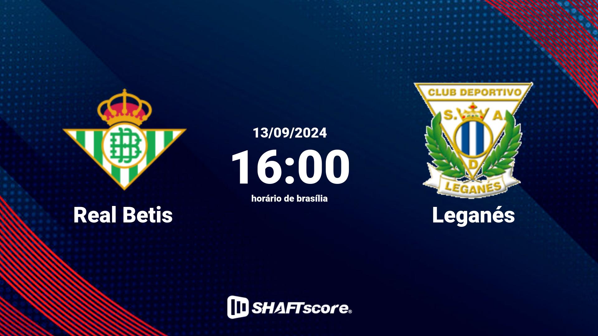 Estatísticas do jogo Real Betis vs Leganés 13.09 16:00