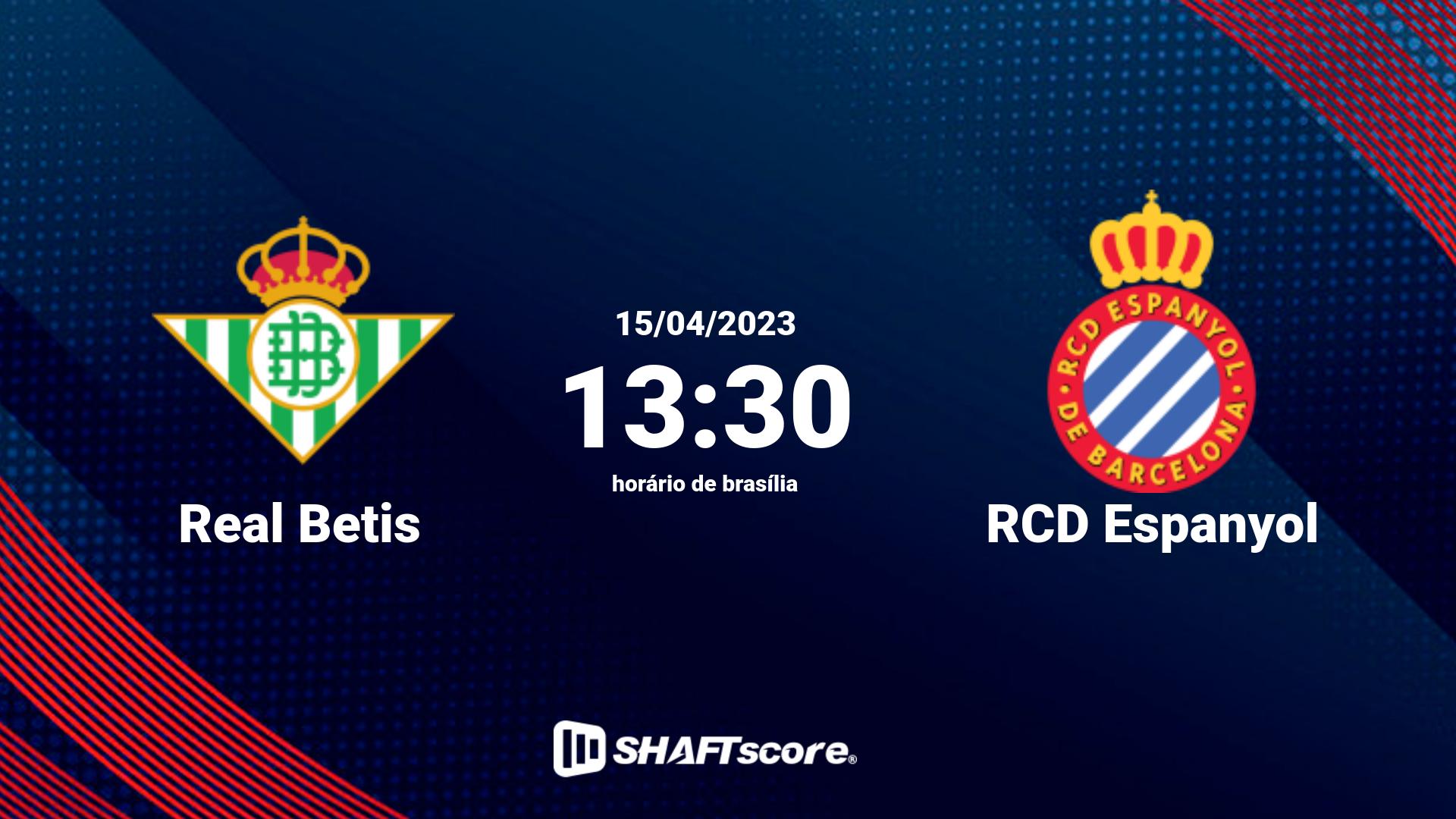 Estatísticas do jogo Real Betis vs RCD Espanyol 15.04 13:30