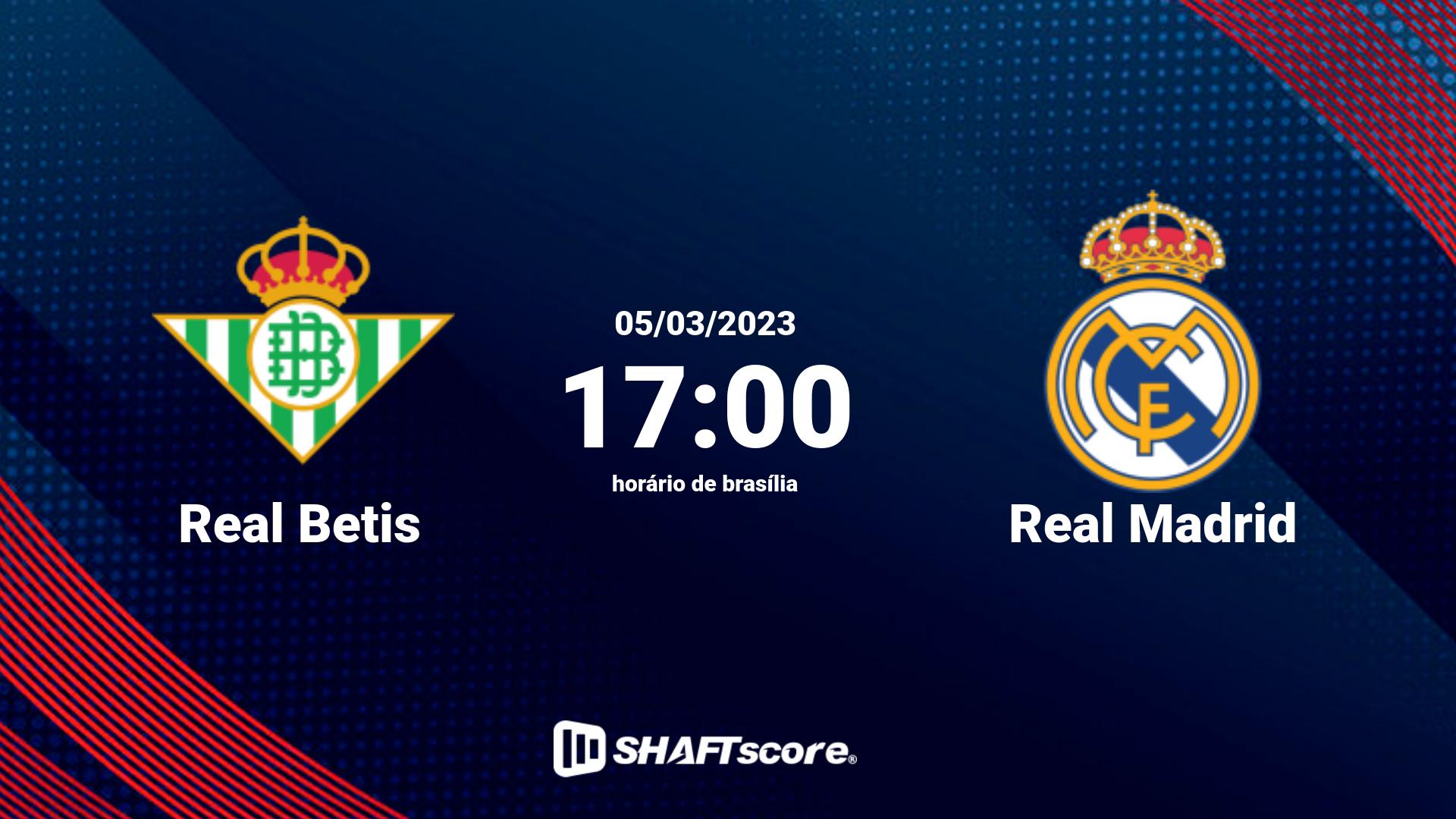 Estatísticas do jogo Real Betis vs Real Madrid 05.03 17:00