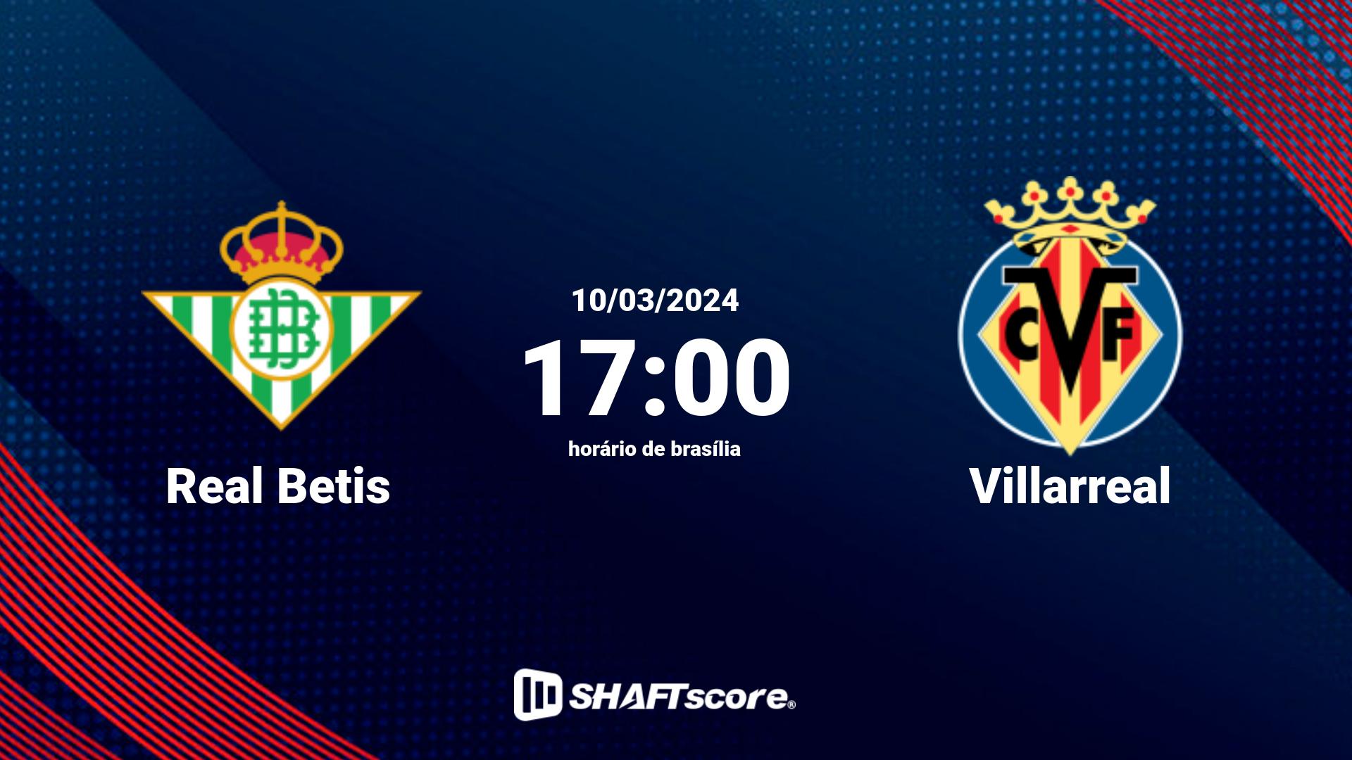 Estatísticas do jogo Real Betis vs Villarreal 10.03 17:00