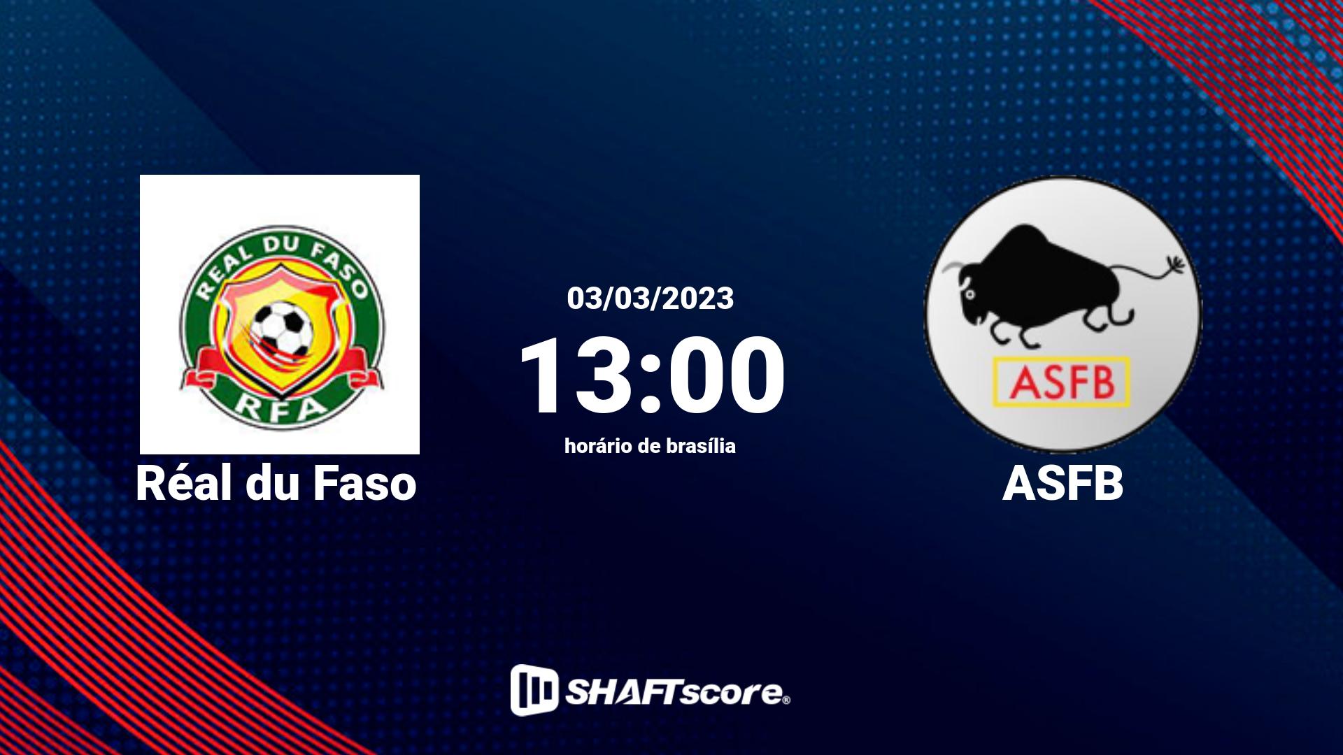 Estatísticas do jogo Réal du Faso vs ASFB 03.03 13:00