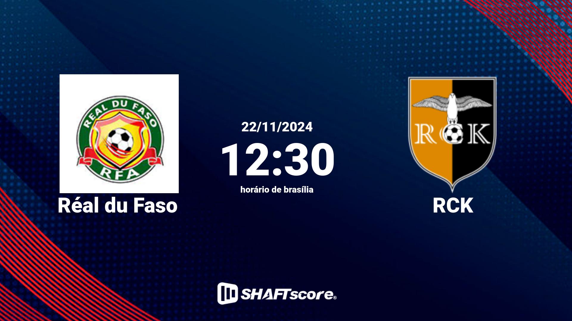 Estatísticas do jogo Réal du Faso vs RCK 22.11 12:30