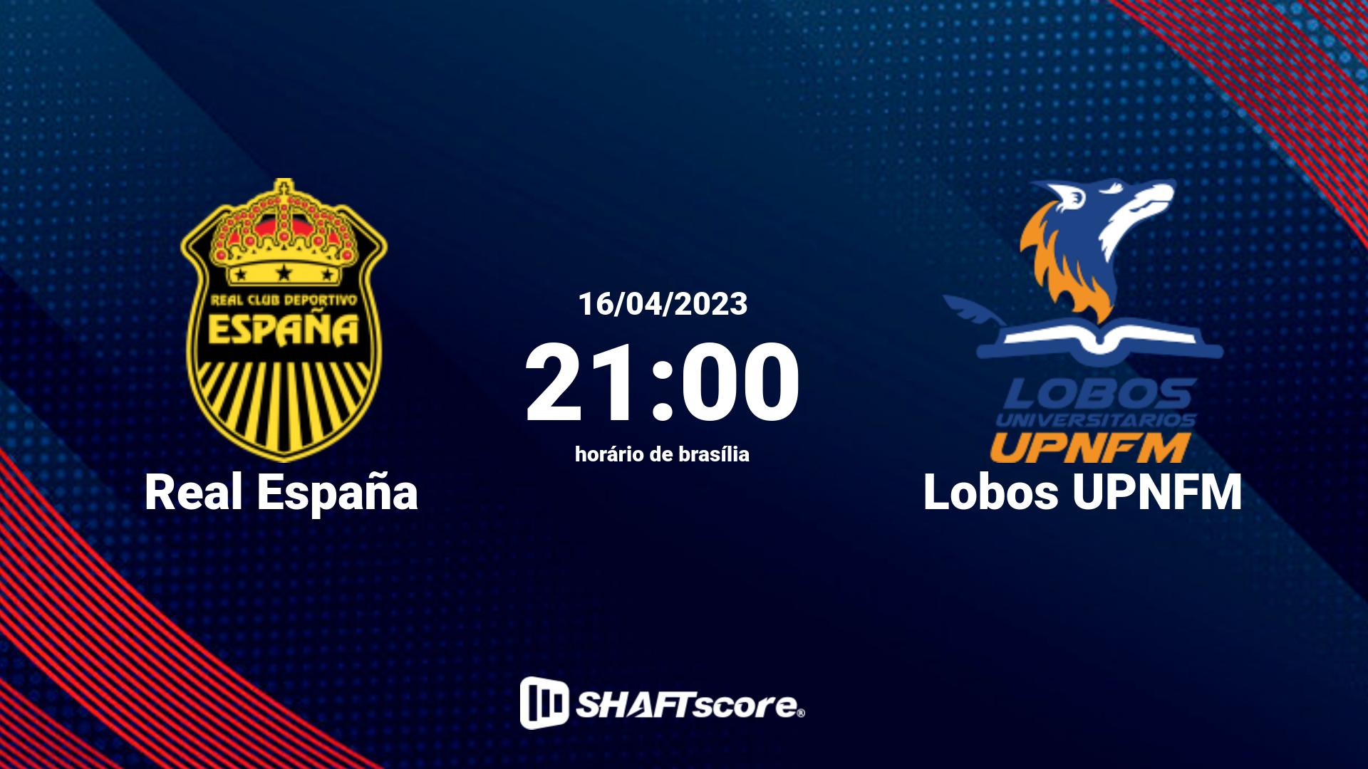 Estatísticas do jogo Real España vs Lobos UPNFM 16.04 21:00