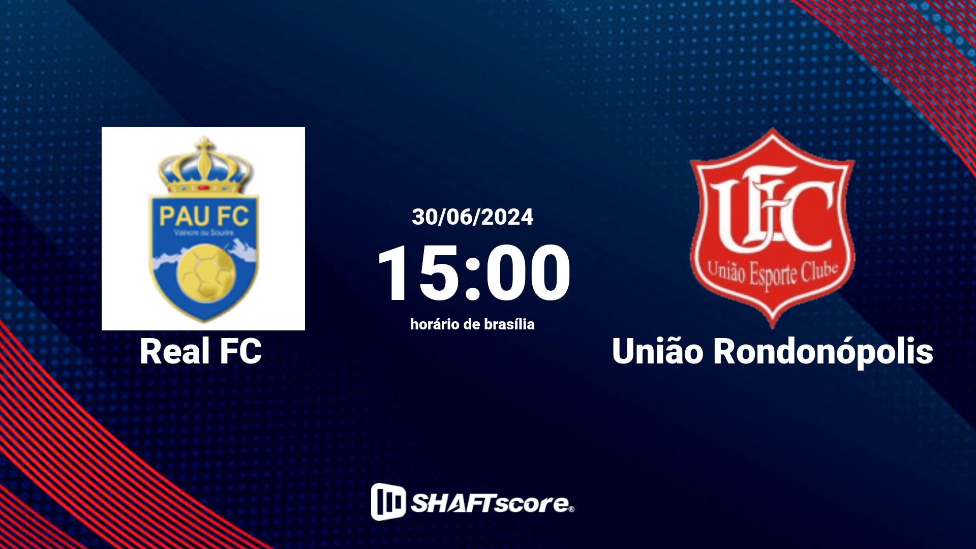 Estatísticas do jogo Real FC vs União Rondonópolis 30.06 15:00