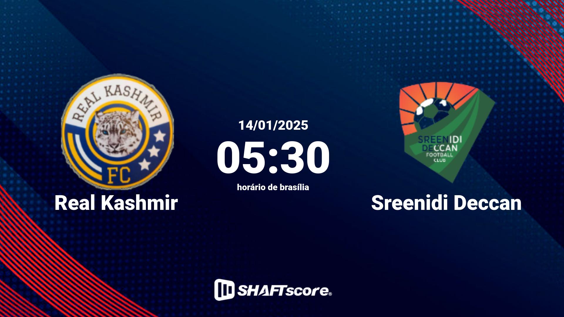 Estatísticas do jogo Real Kashmir vs Sreenidi Deccan 14.01 05:30