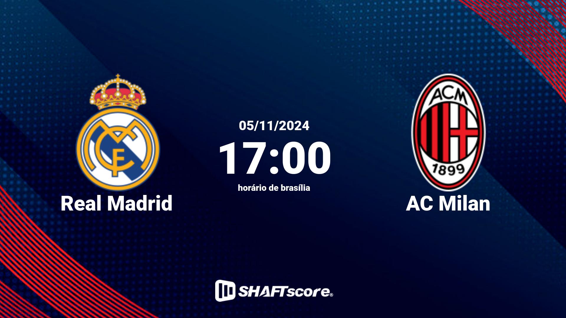 Estatísticas do jogo Real Madrid vs AC Milan 05.11 17:00