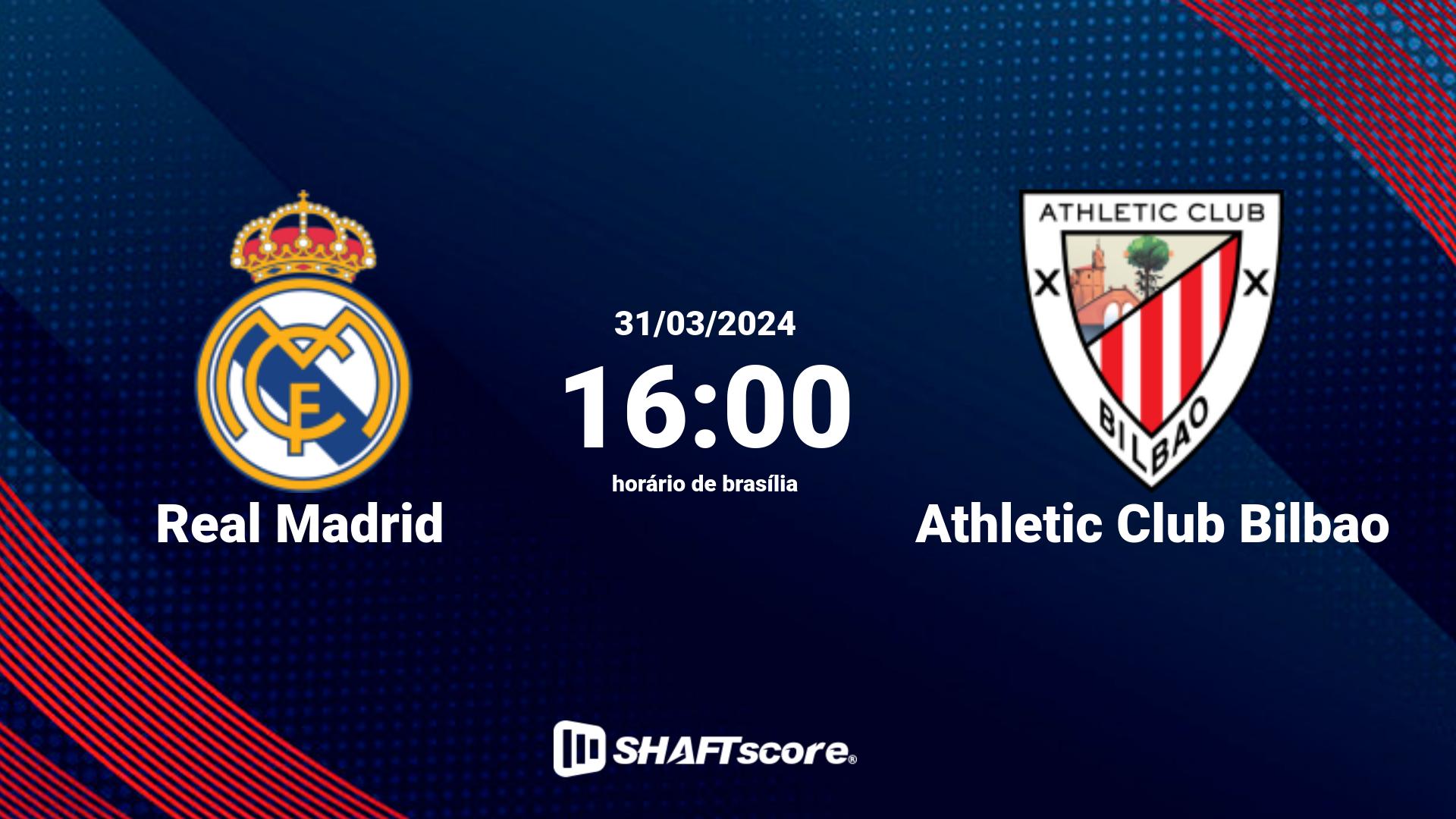 Estatísticas do jogo Real Madrid vs Athletic Club Bilbao 31.03 16:00