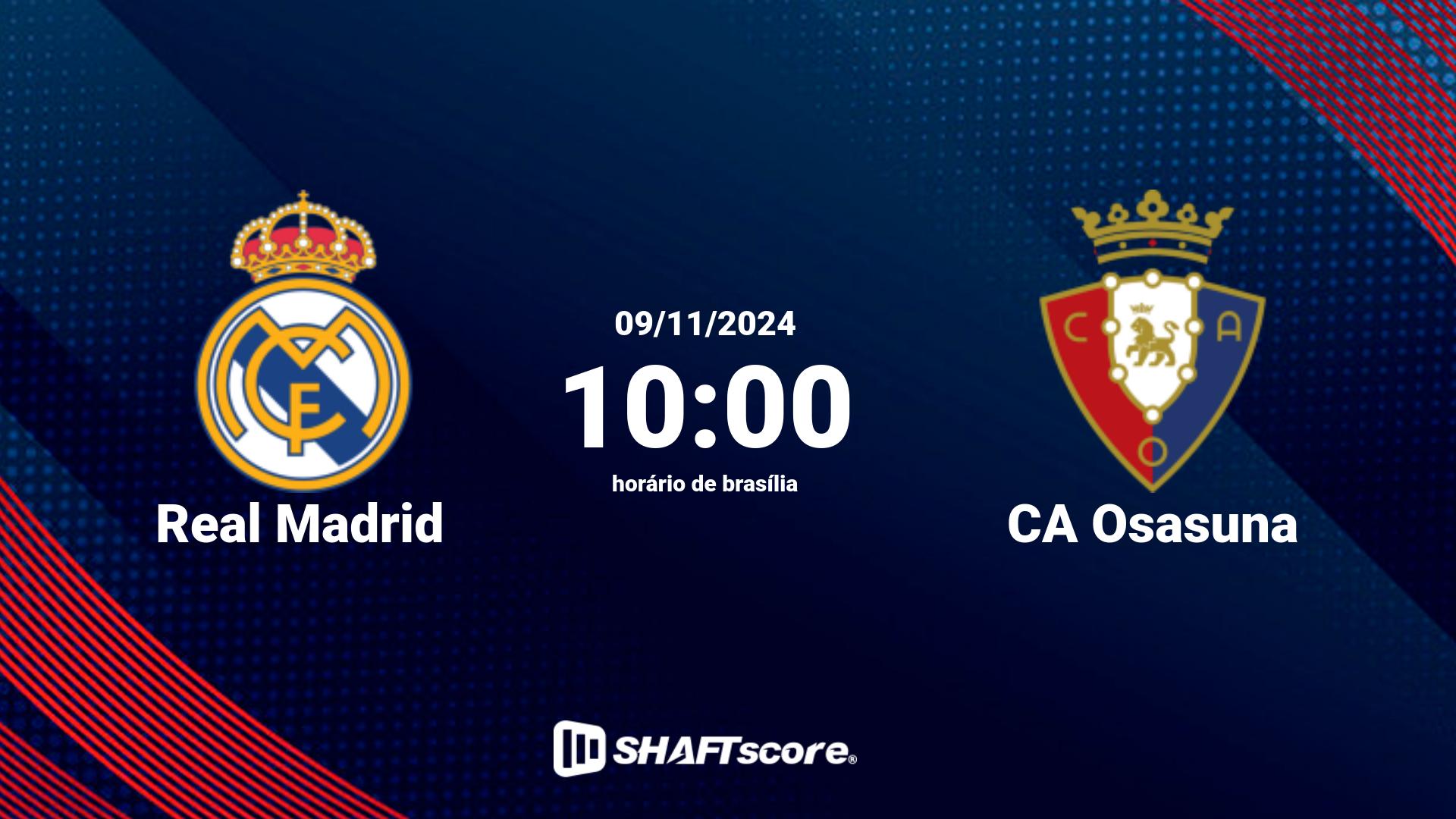 Estatísticas do jogo Real Madrid vs CA Osasuna 09.11 10:00