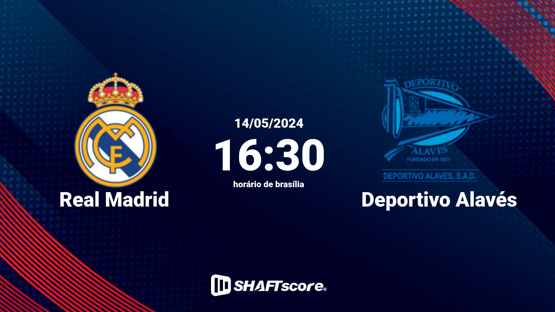 Estatísticas do jogo Real Madrid vs Deportivo Alavés 14.05 16:30