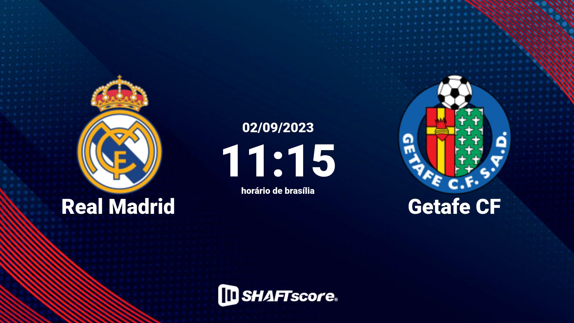 Estatísticas do jogo Real Madrid vs Getafe CF 02.09 11:15