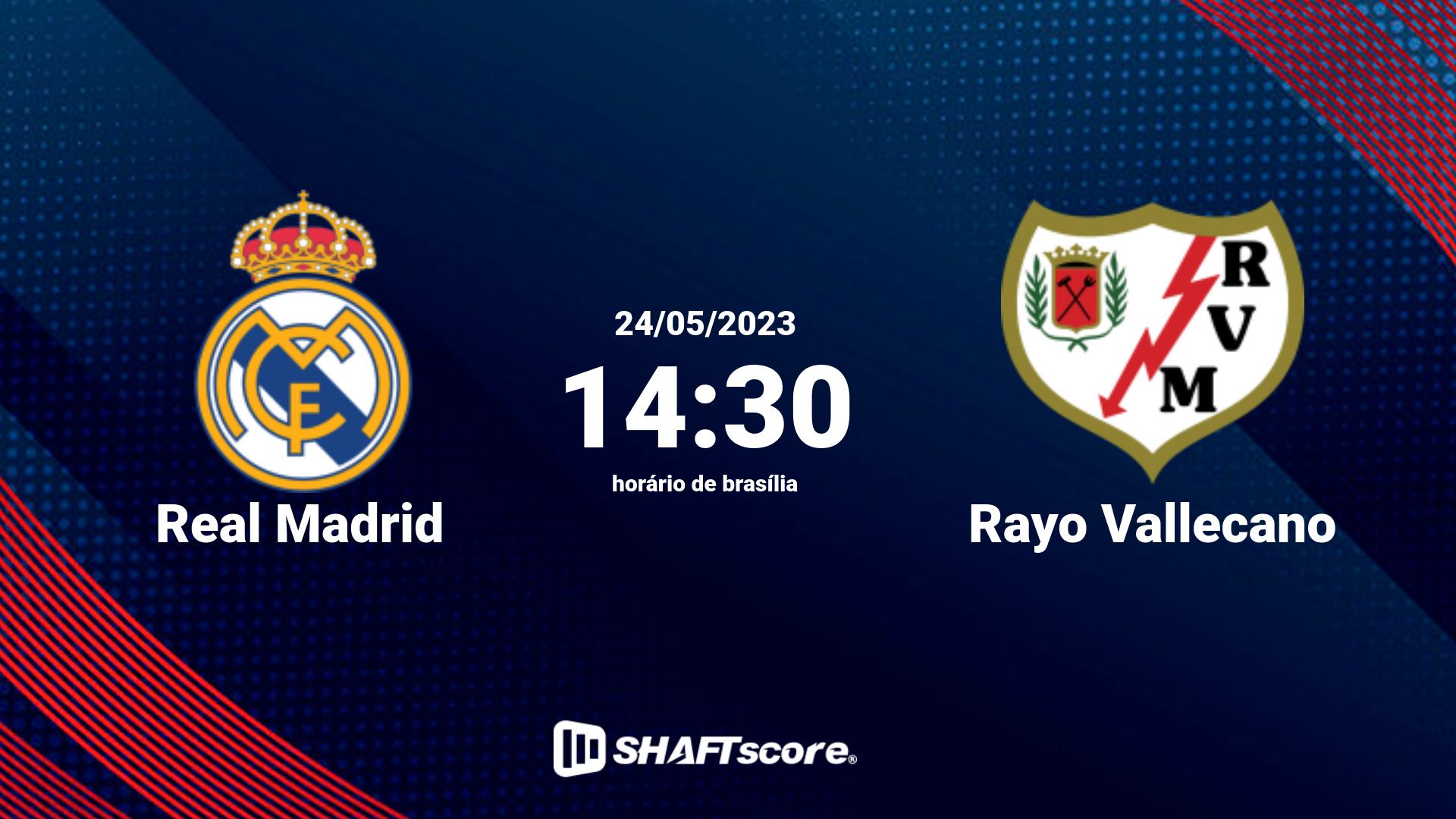 Estatísticas do jogo Real Madrid vs Rayo Vallecano 24.05 14:30