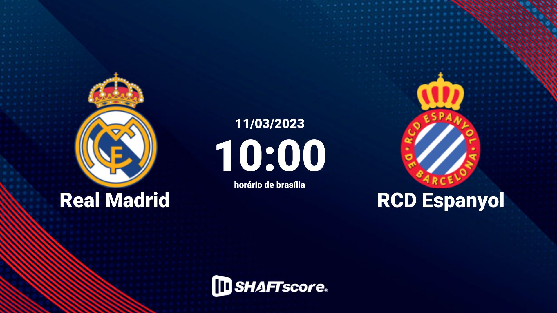 Estatísticas do jogo Real Madrid vs RCD Espanyol 11.03 10:00