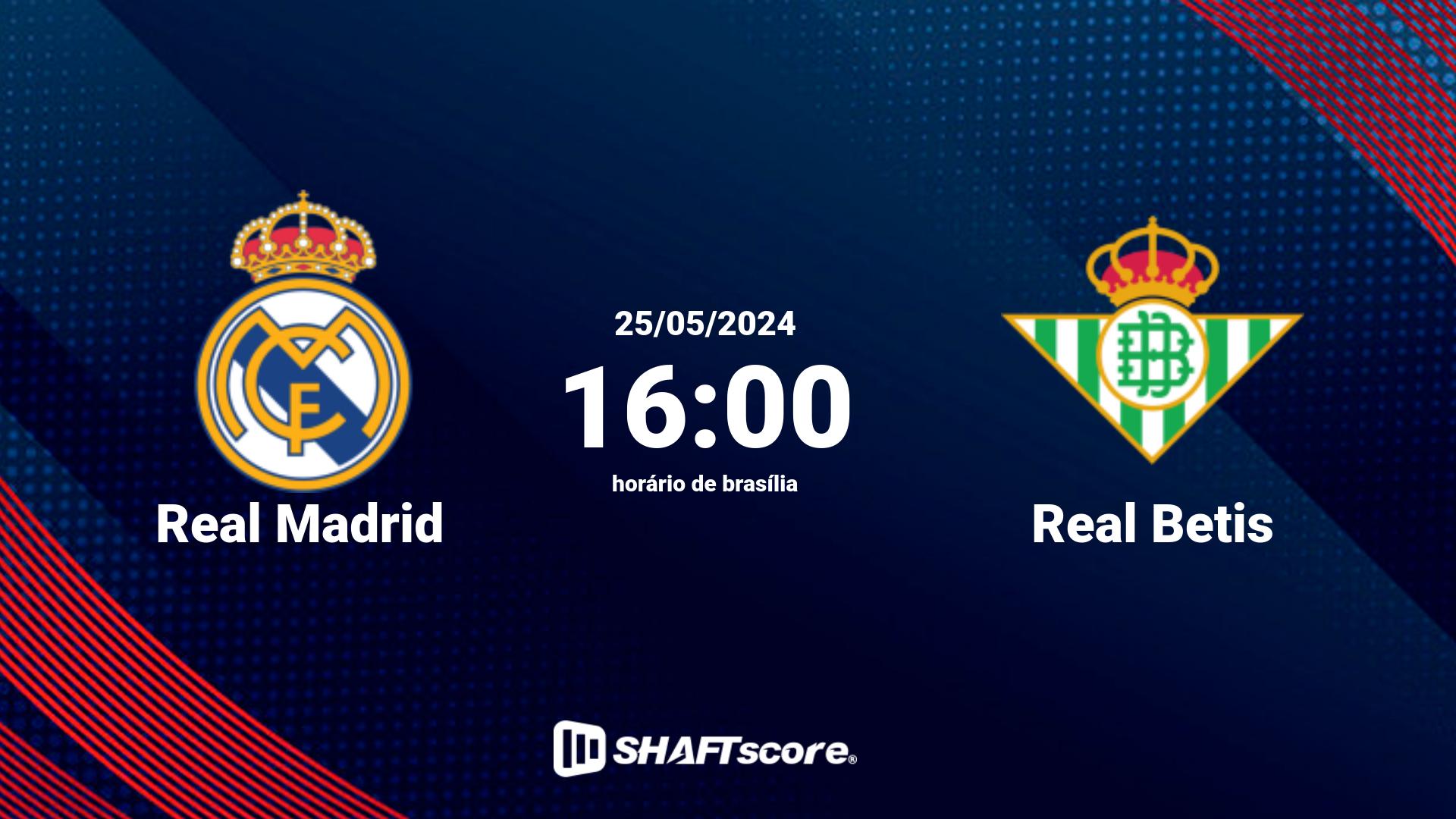 Estatísticas do jogo Real Madrid vs Real Betis 25.05 16:00
