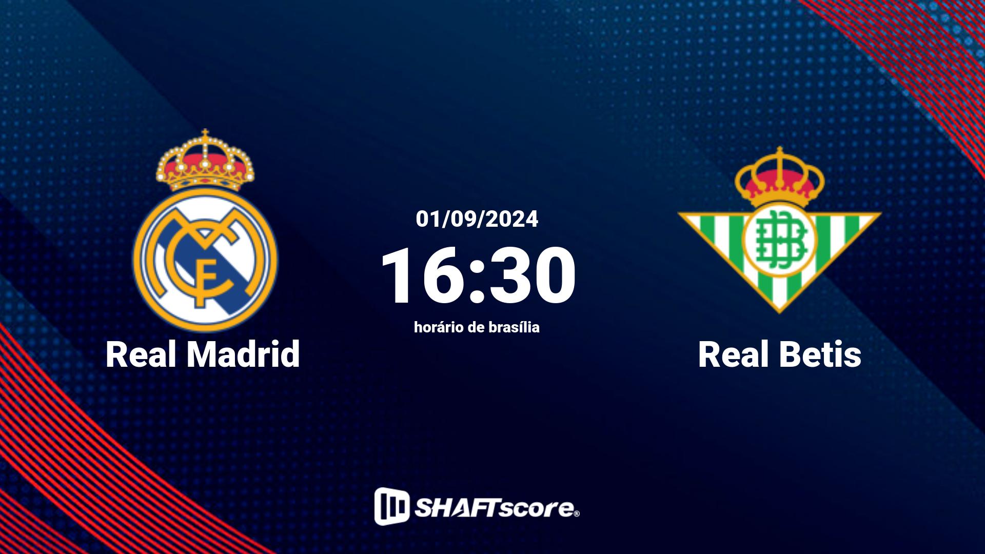 Estatísticas do jogo Real Madrid vs Real Betis 01.09 16:30