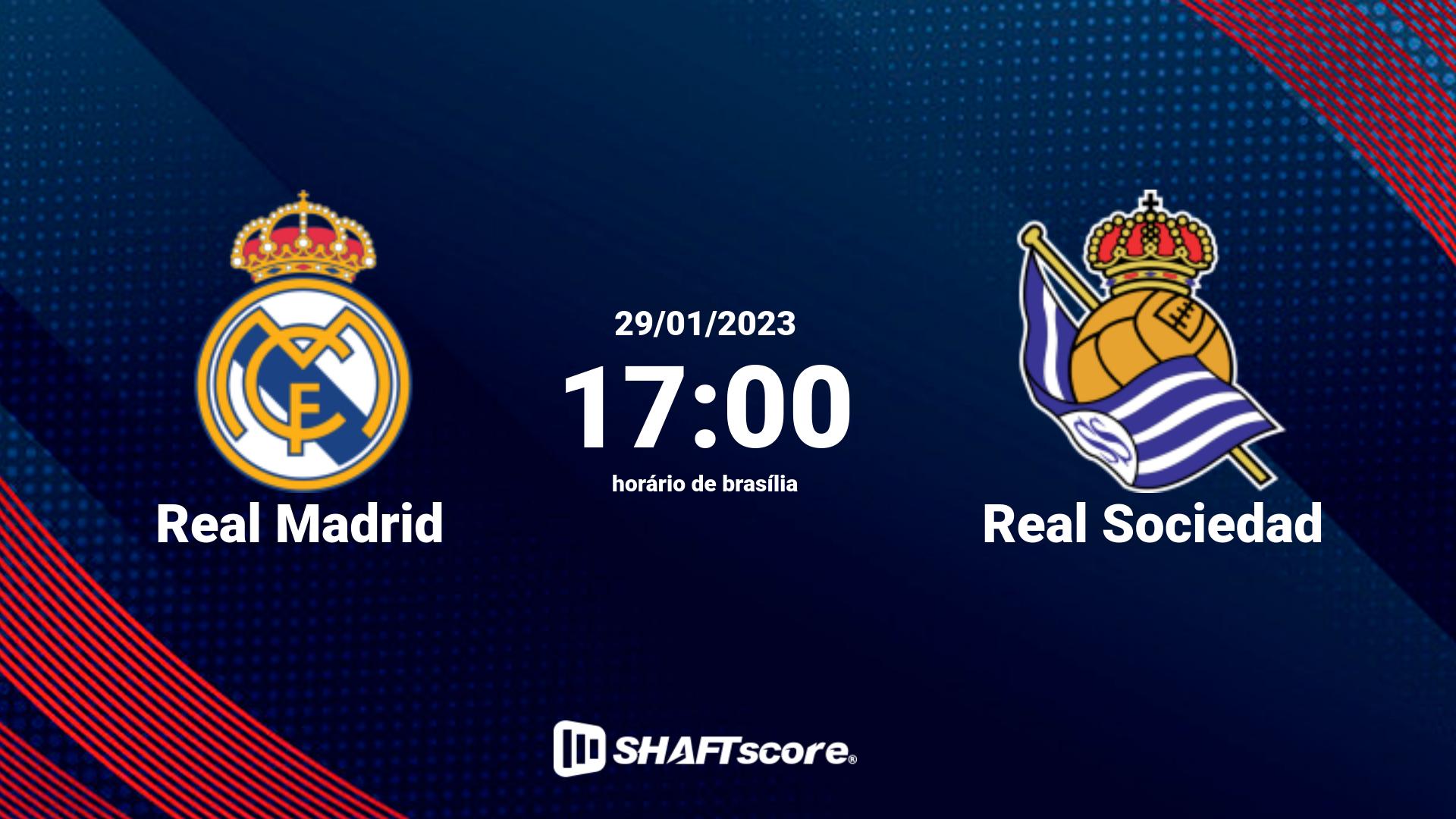 Estatísticas do jogo Real Madrid vs Real Sociedad 29.01 17:00