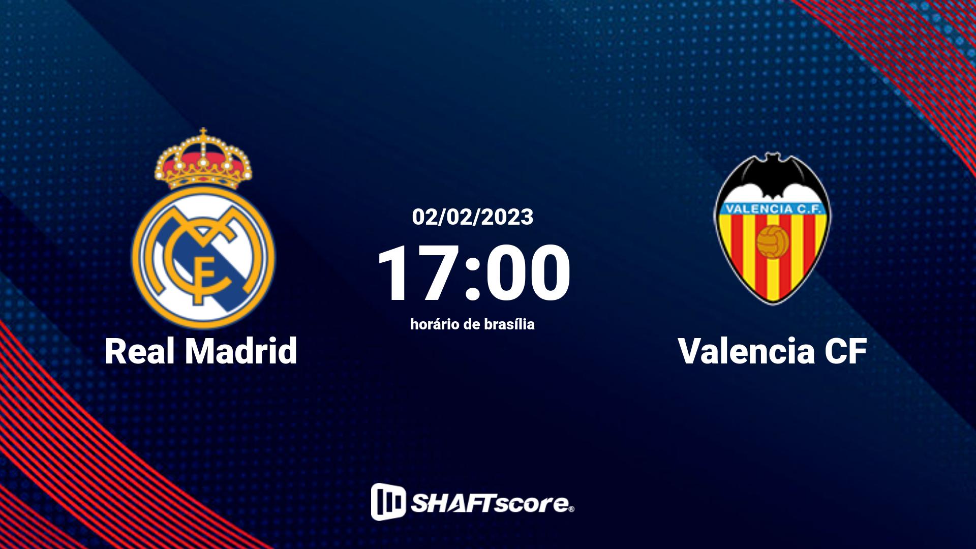 Estatísticas do jogo Real Madrid vs Valencia CF 02.02 17:00