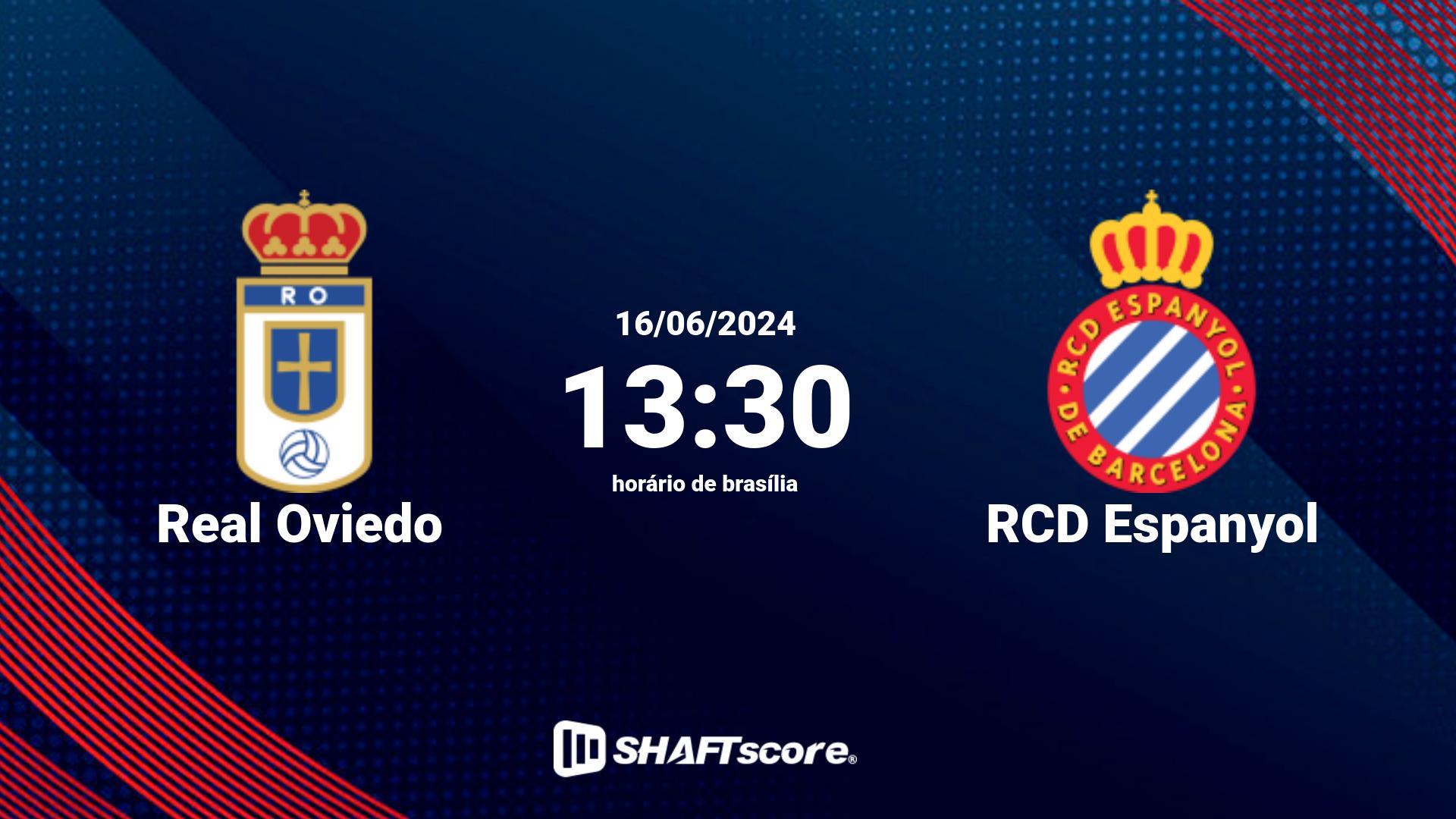 Estatísticas do jogo Real Oviedo vs RCD Espanyol 16.06 13:30