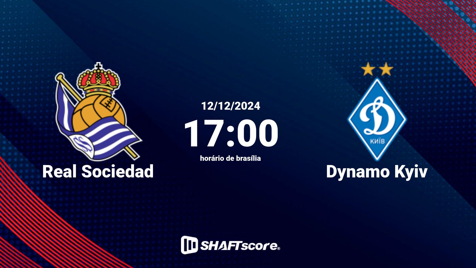 Estatísticas do jogo Real Sociedad vs Dynamo Kyiv 12.12 17:00