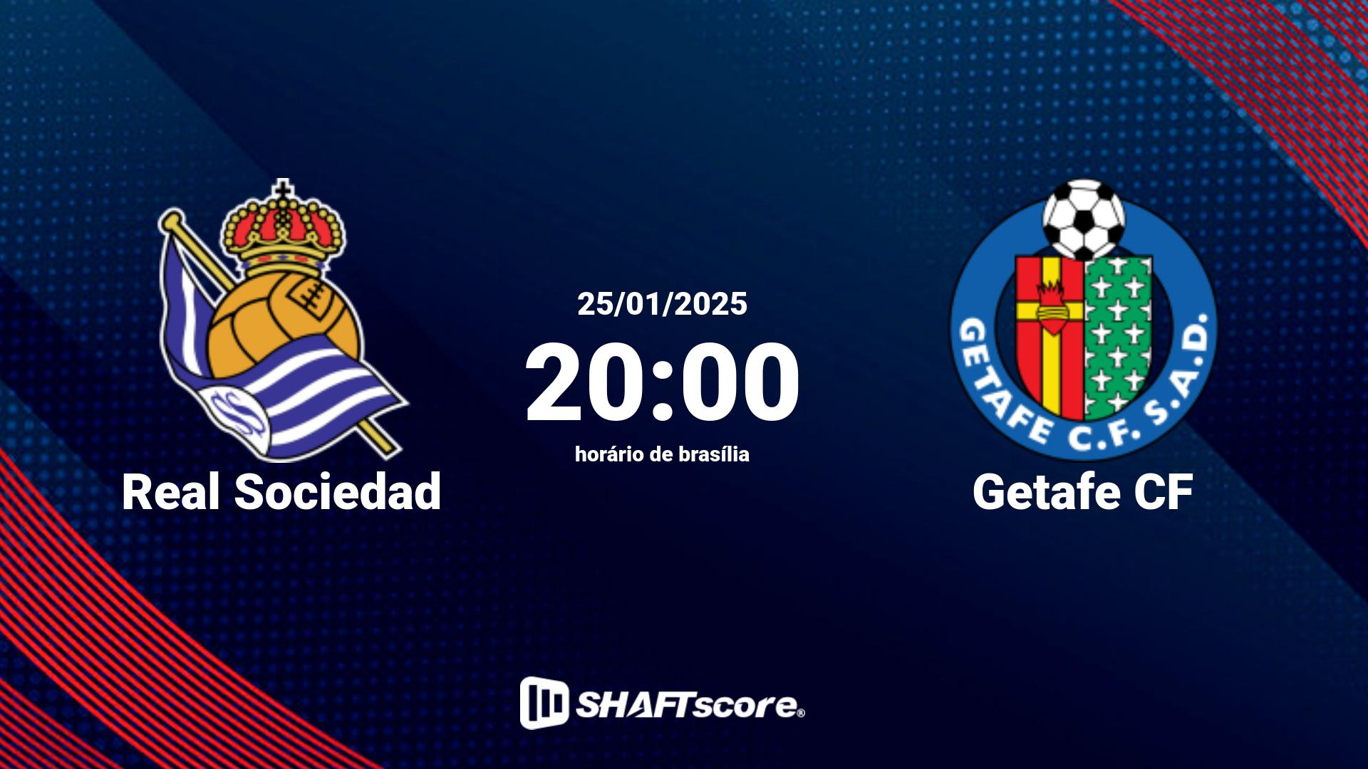 Estatísticas do jogo Real Sociedad vs Getafe CF 25.01 20:00